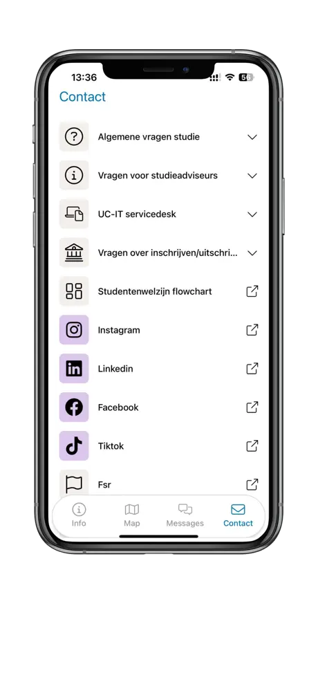UMC Amsterdam app — contact en sociale kanalen